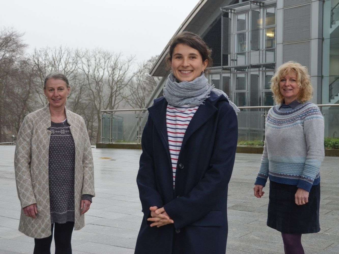 Left to right - Dr Liz Dinnie, PhD student Josephine Heger, Professor Flora Douglas