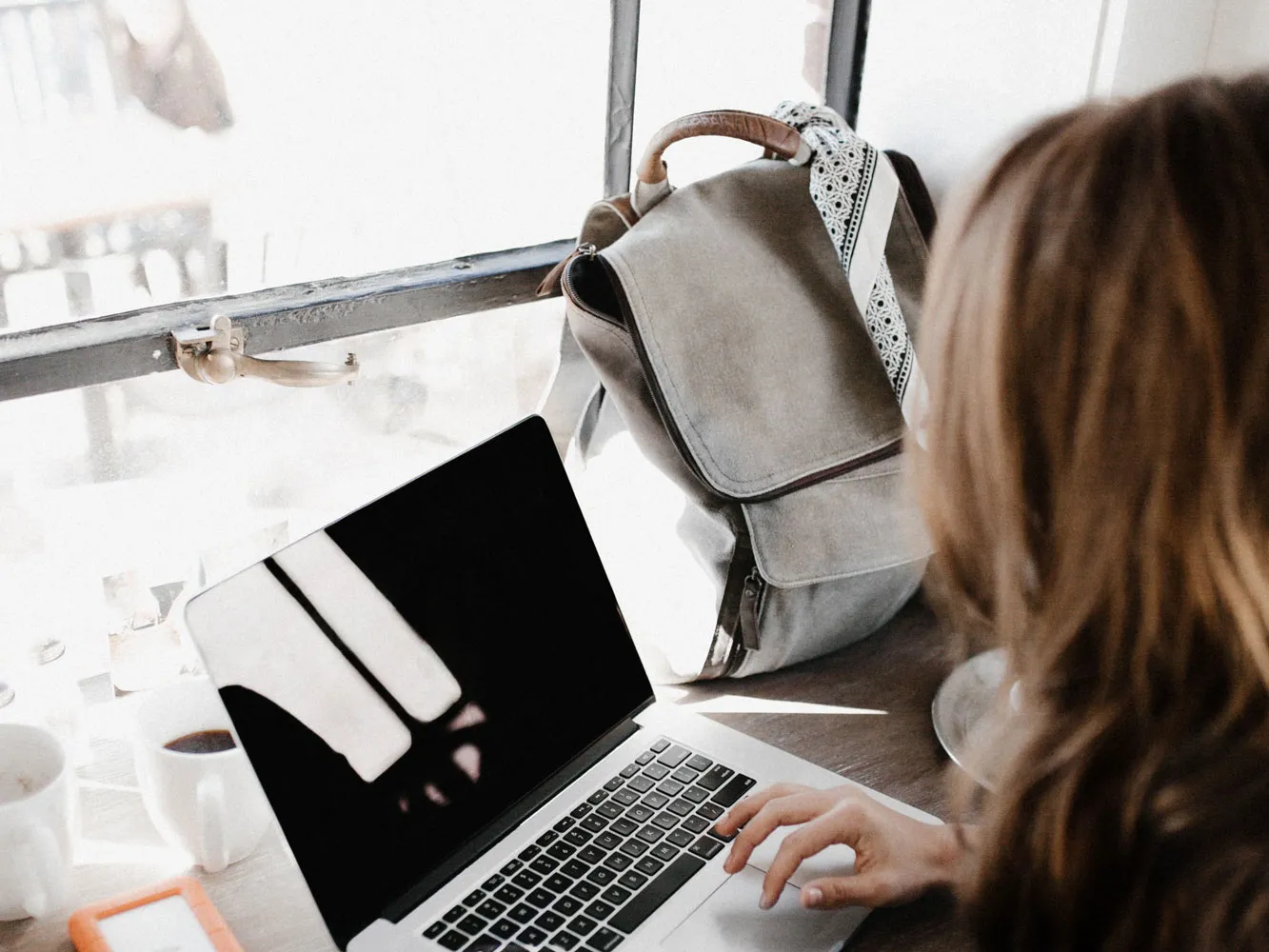 woman using laptop