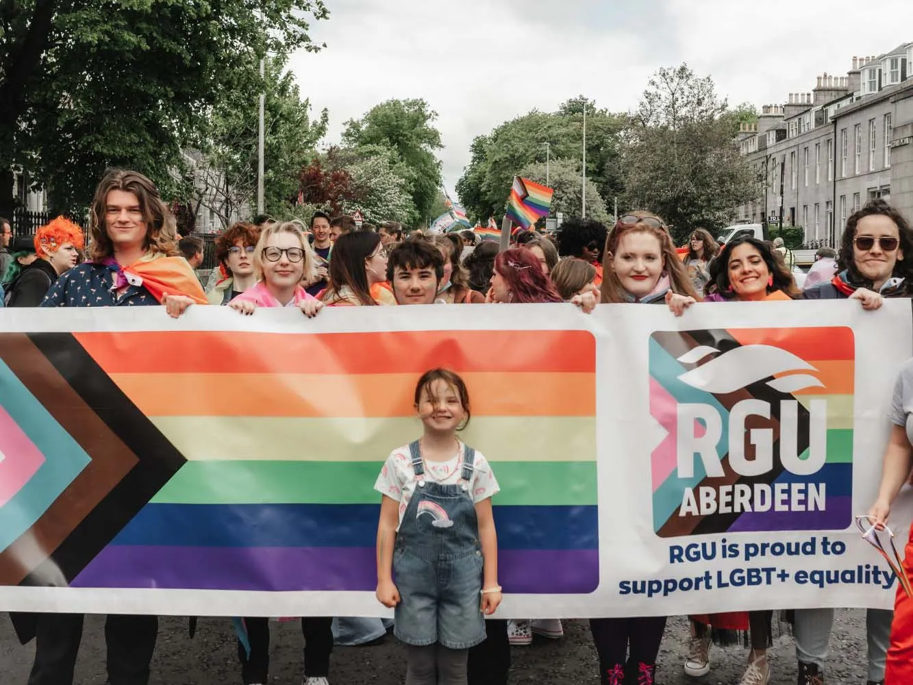 RGU's LGBTQIA+ pride banner at Grampian Pride event in Aberdeen