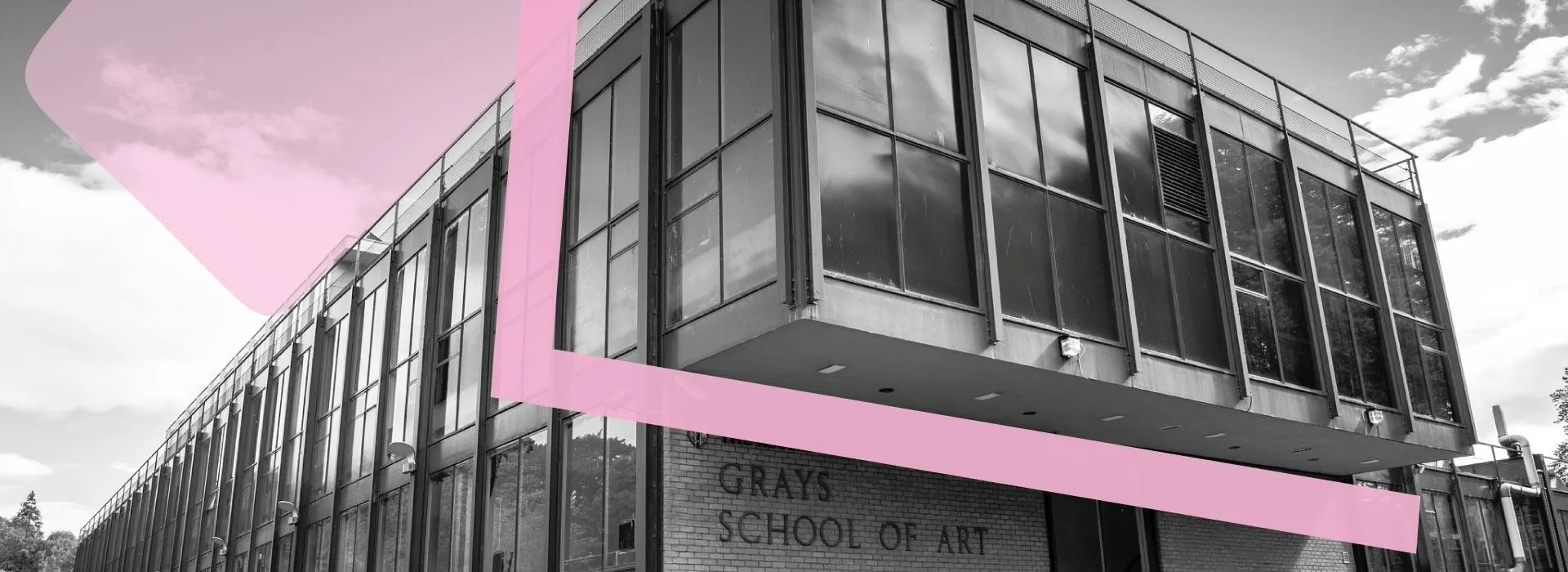 Grays School of Art building with graphics