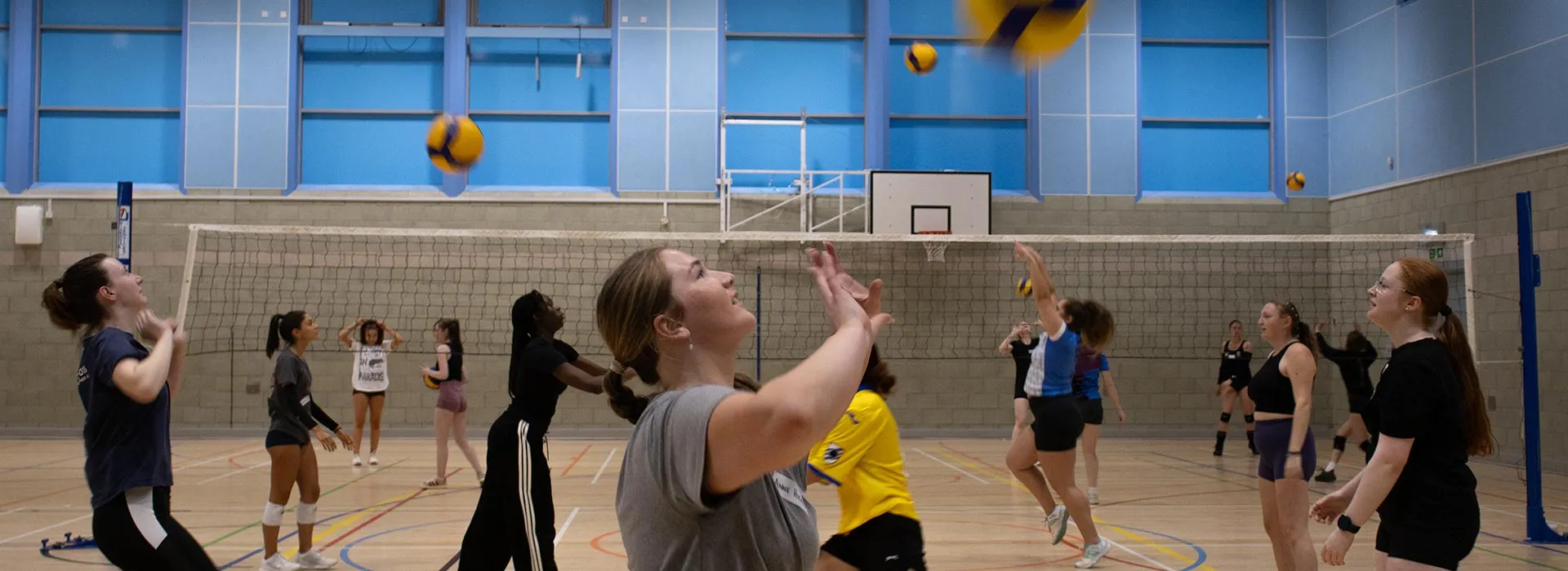 people playing volleyball in the RGU sport hall