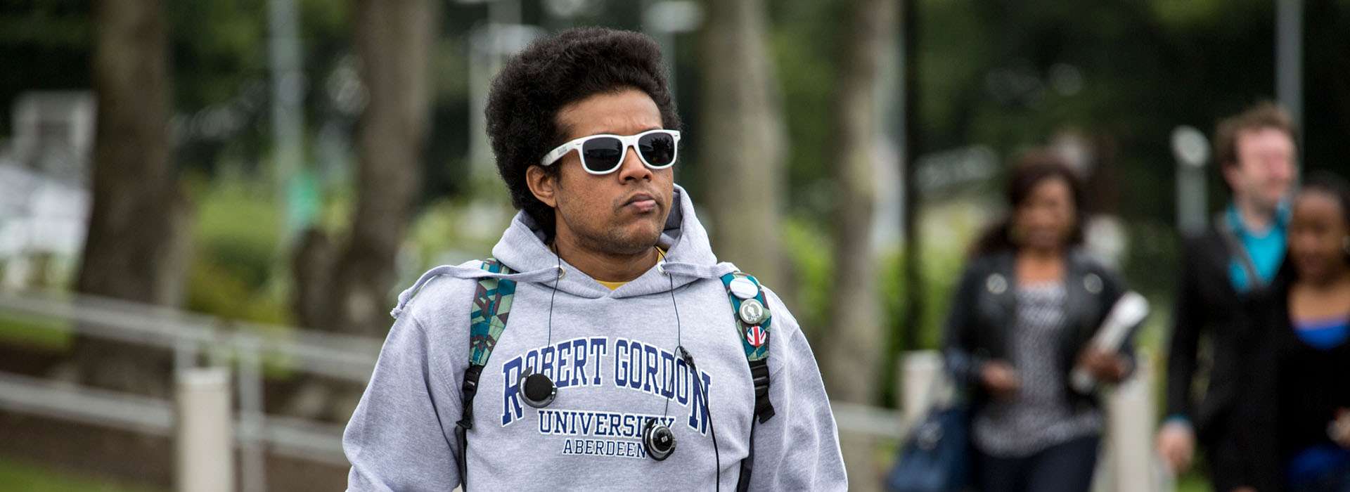 student with RGU hoodie on