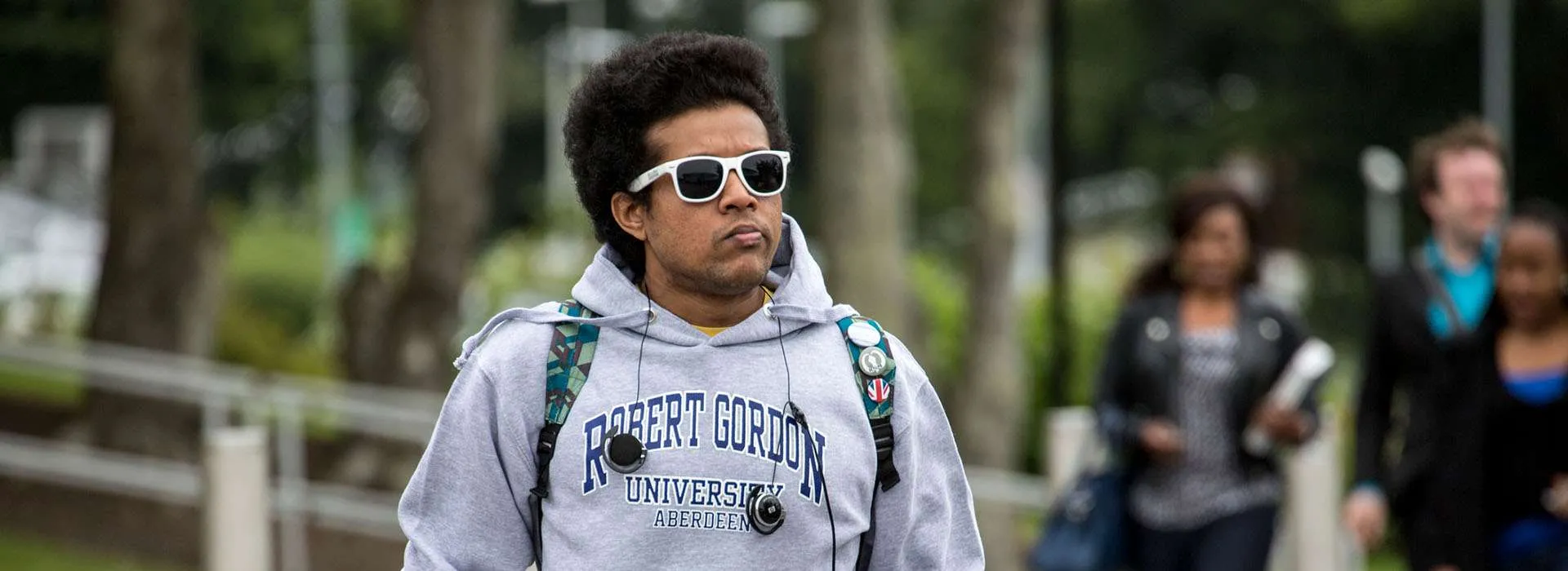 student with RGU hoodie on