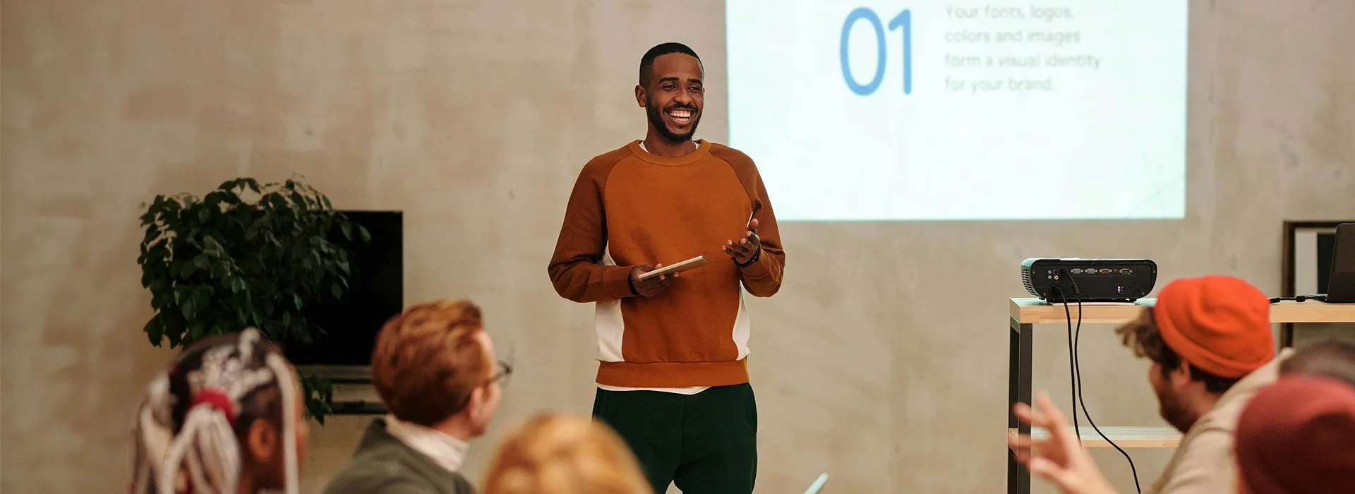 person holding a presentation