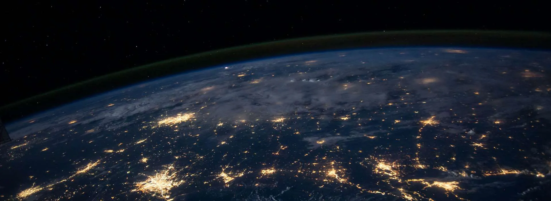 view of the globe at night