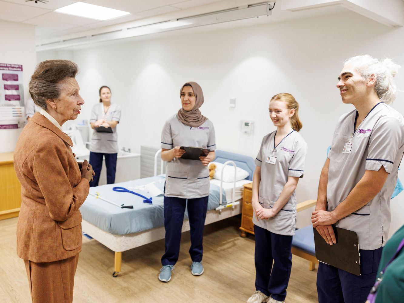 Her Royal Highness The Princess Royal speaking with Occupational Therapy students at RGU