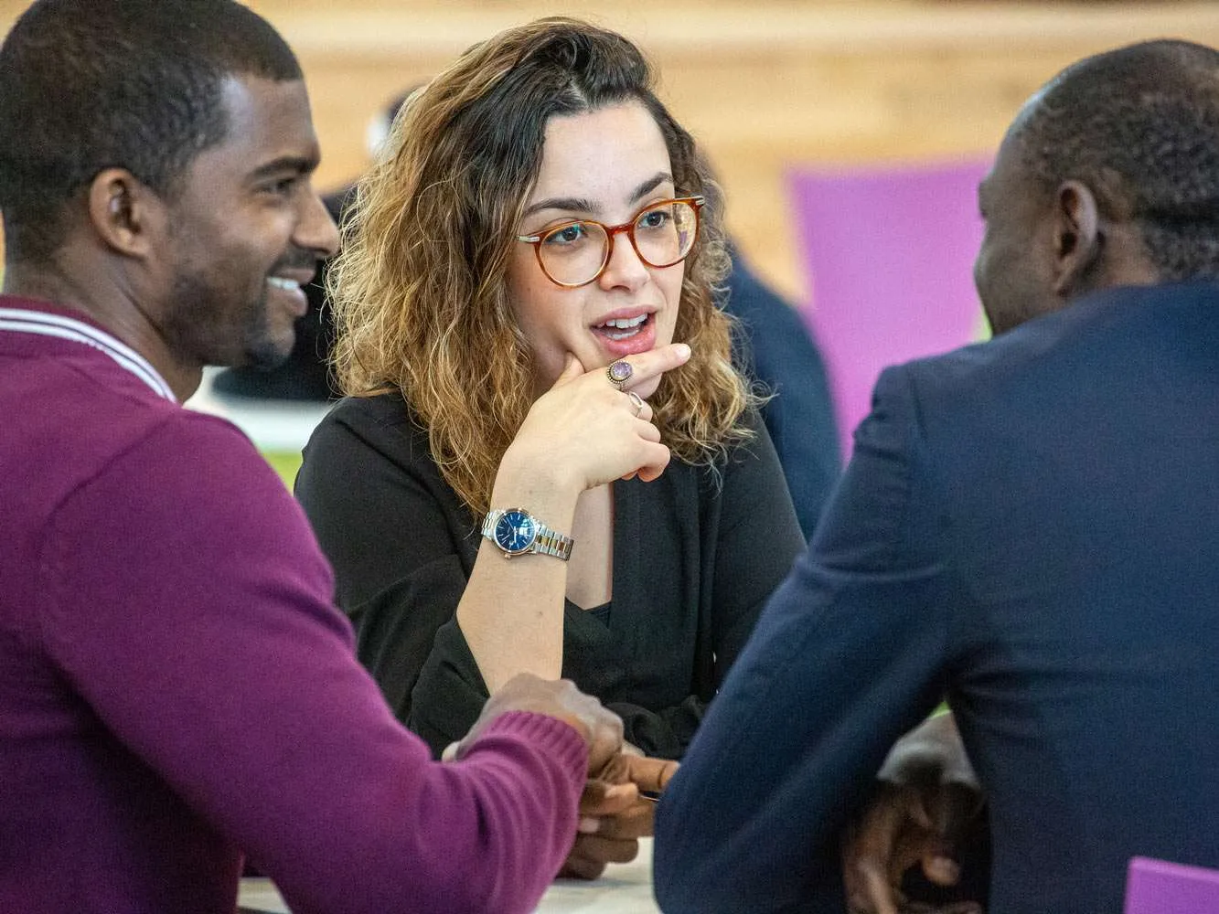 students talking