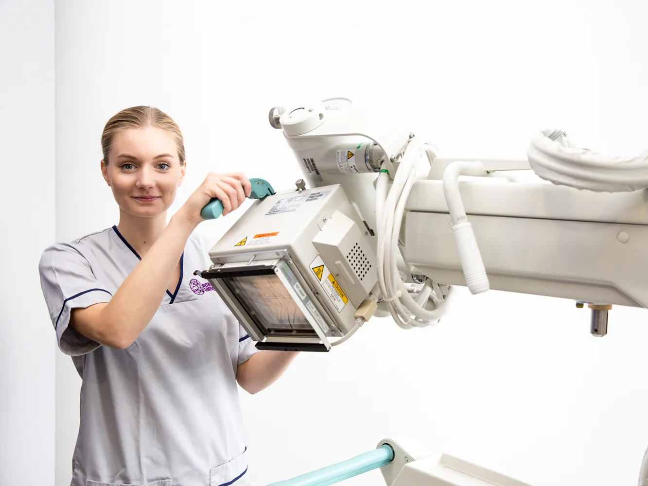 health student with diagnostic radiography equipment