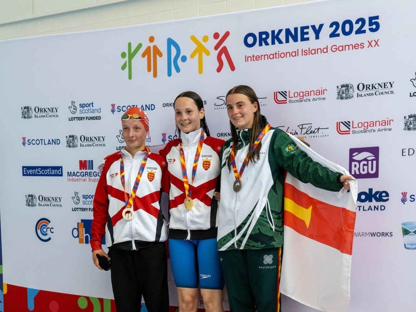 Swimmers on the podium at Orkney 2025