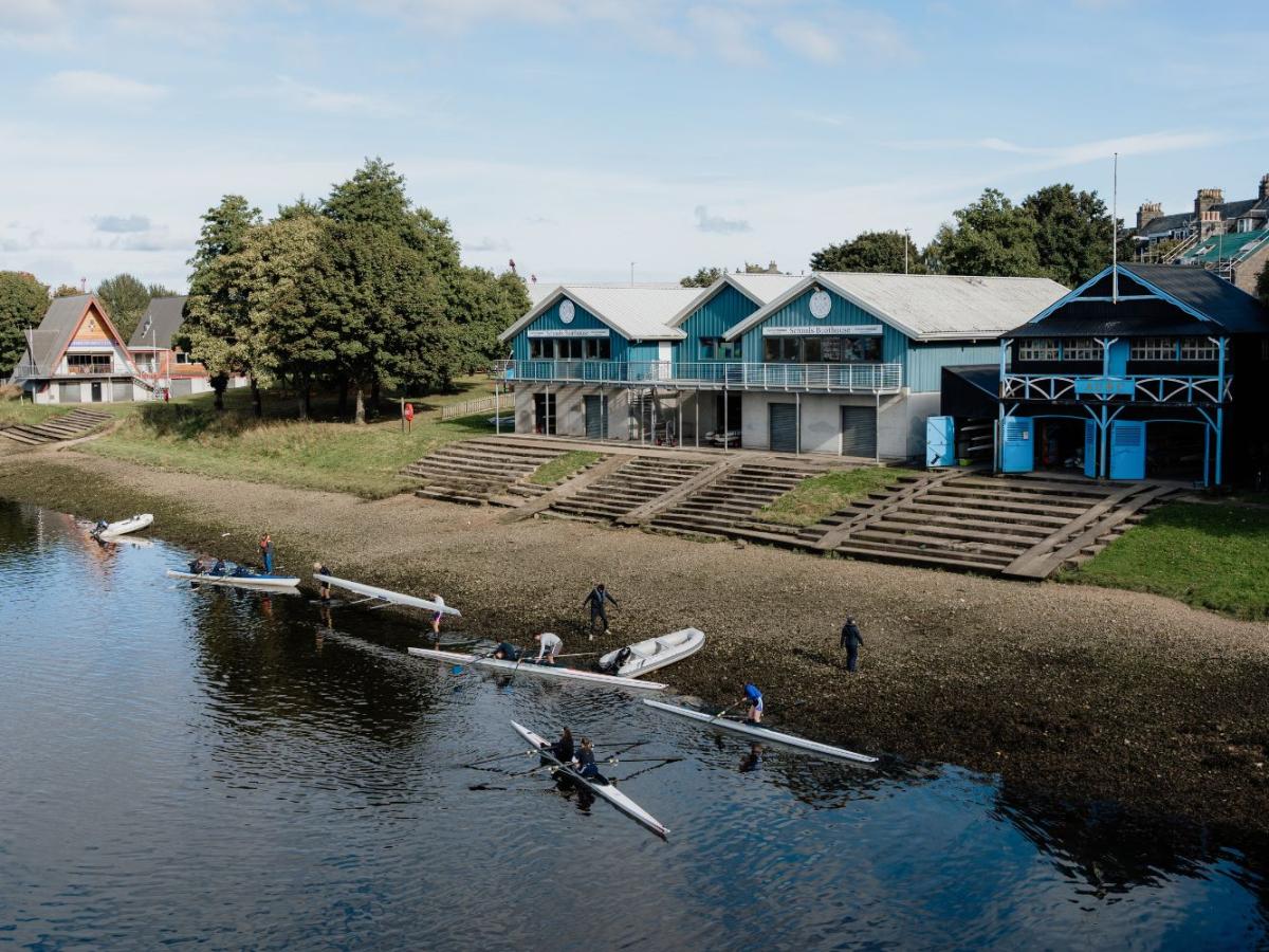 The boat houses as seen on the bridge across Riverside Drive into Torry