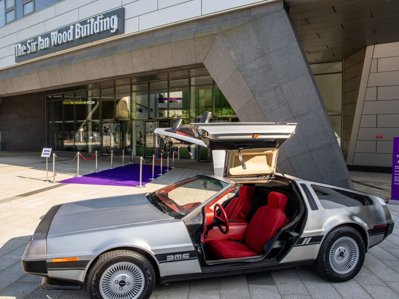 The DeLorean car on campus