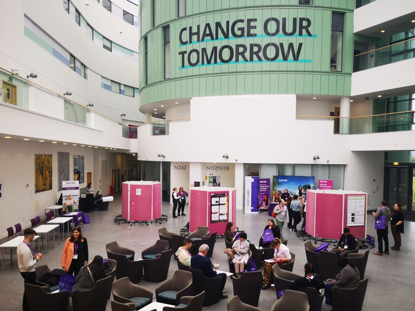 Delegates in the back atrium of RGU