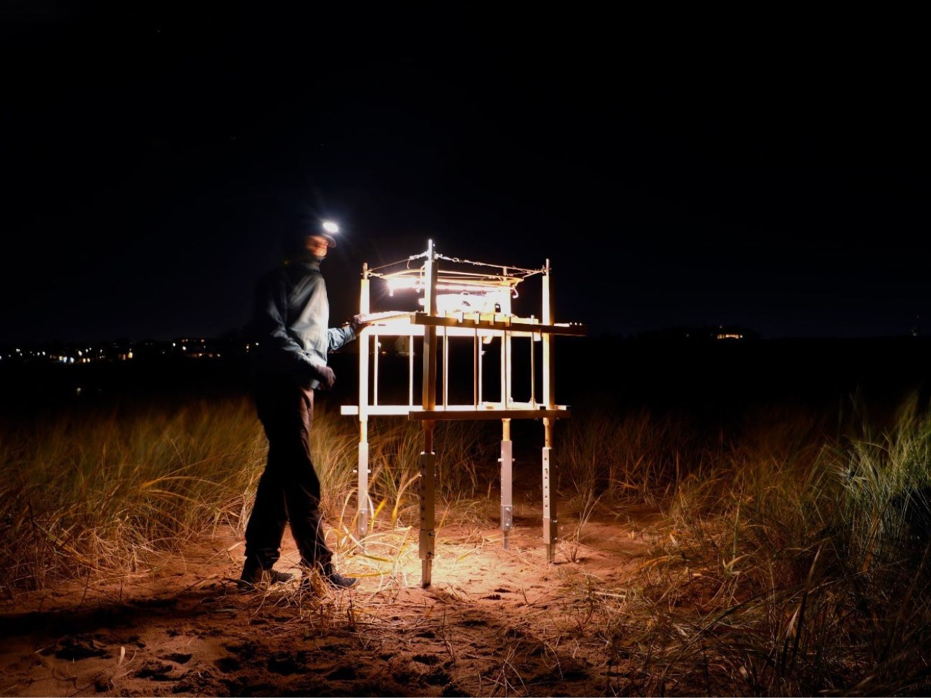 A wooden piece of architecture in the North East darkness