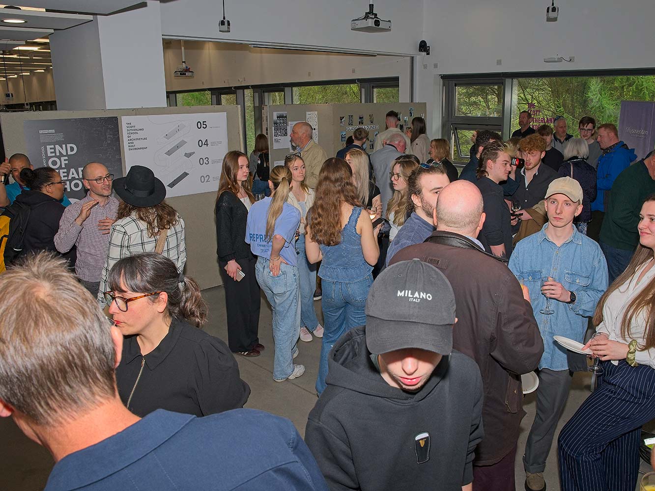 architectural show attendees chatting