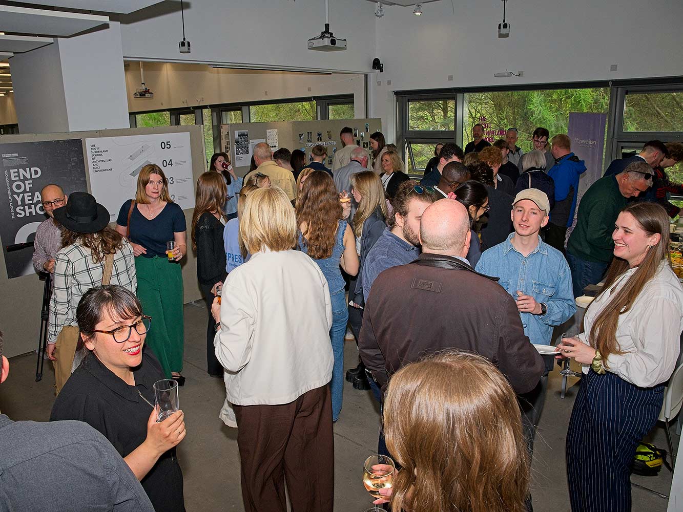 architectural show attendees chatting