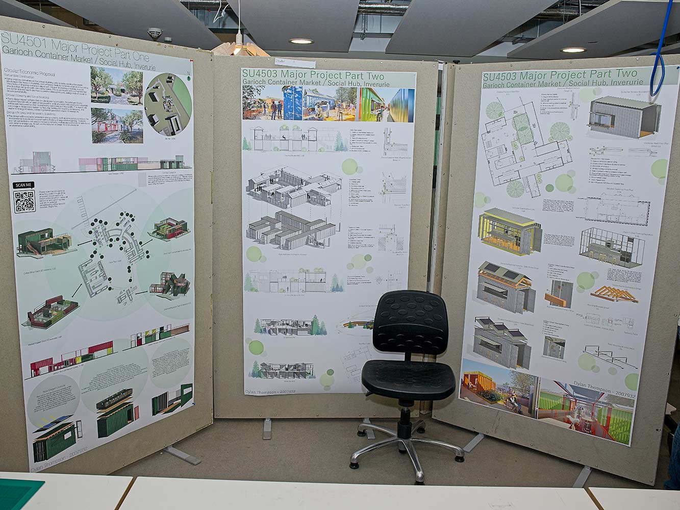 architectural models on a display board