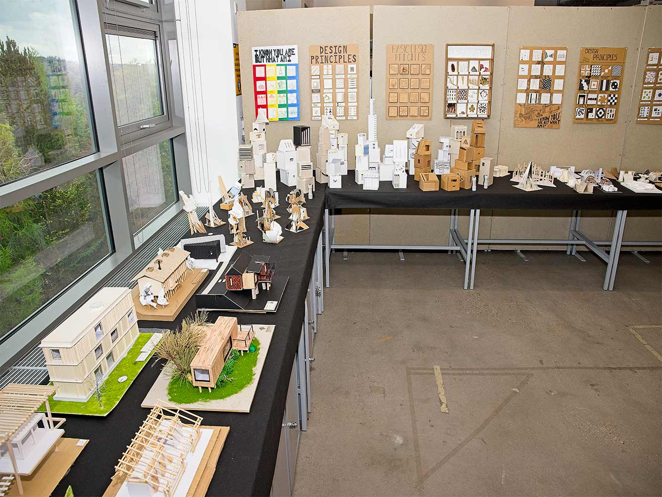 architectural models on a table