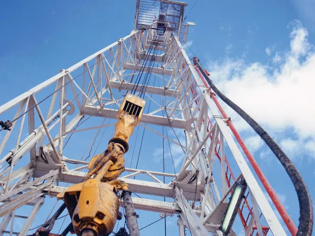 drilling rig from below