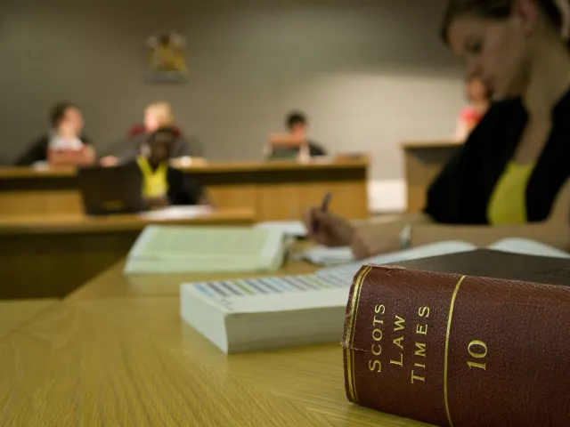 scots law books sitting on a desk
