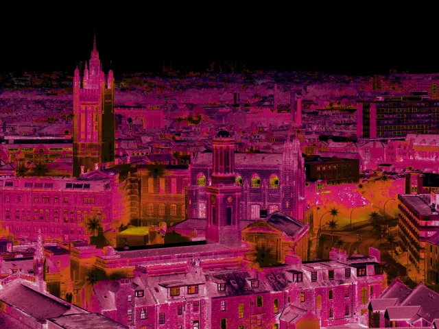 aberdeen skyline in purple and pink colours