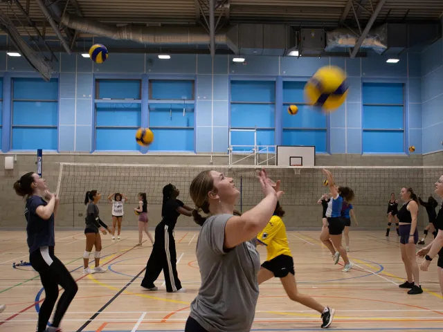 people playing volleyball in the RGU sport hall