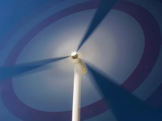 close up of a wind turbine