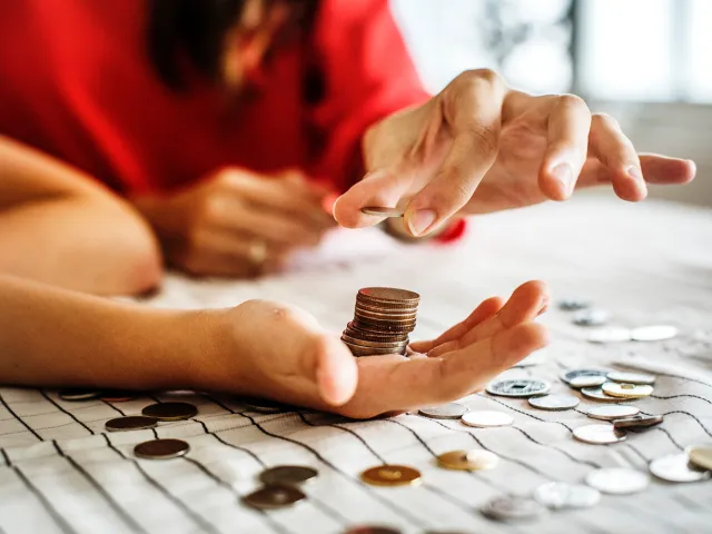 people counting coins