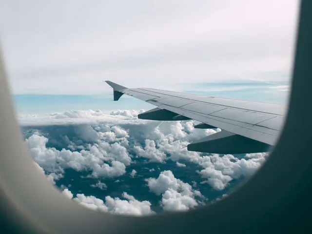 plane wing out of a window