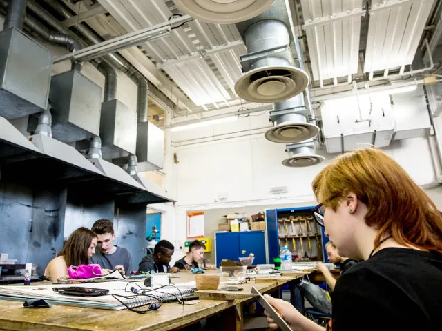 Students in the jewellery workshop at RGU