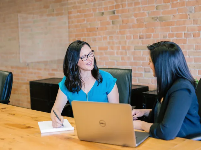 two people having a professional conversation
