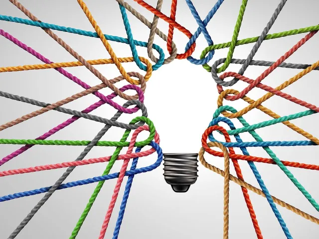 graphic showing a lightbulb and coloured string