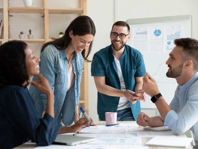 group of staff smiling