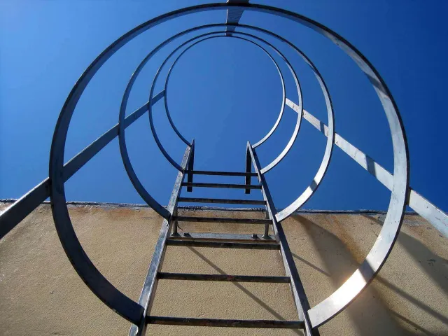 ladder to roof of building