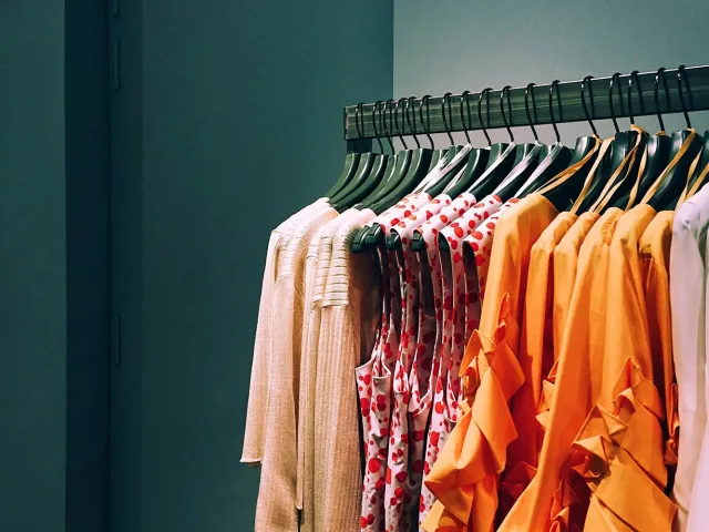clothes on a hanging rail