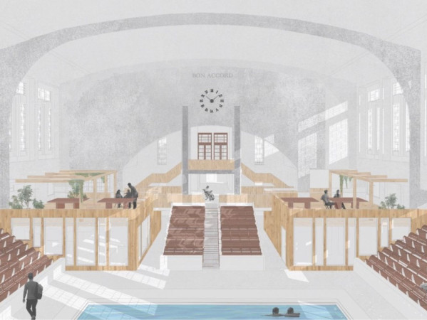 Bon Accord Baths vision: Clubroom and Bon Accord Cafe project by student Arthur Morgan