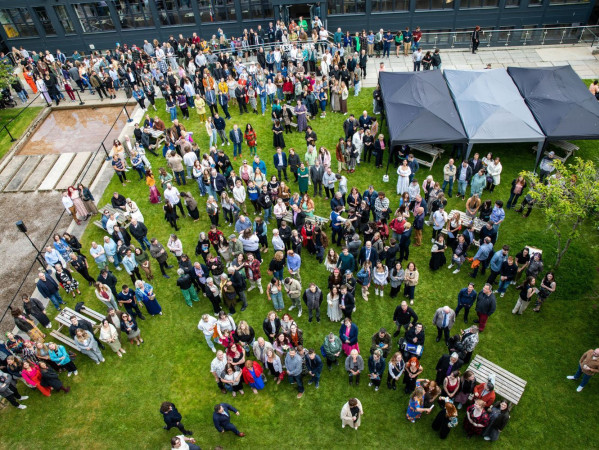 Gray's Degree Show 2024 opening - aerial image of celebrations - Credit Martin Parker, Gatehouse Design Agency