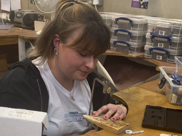 3D Design student, Hannah Woolridge, making silver jewellery for Gray's Degree Show 2024