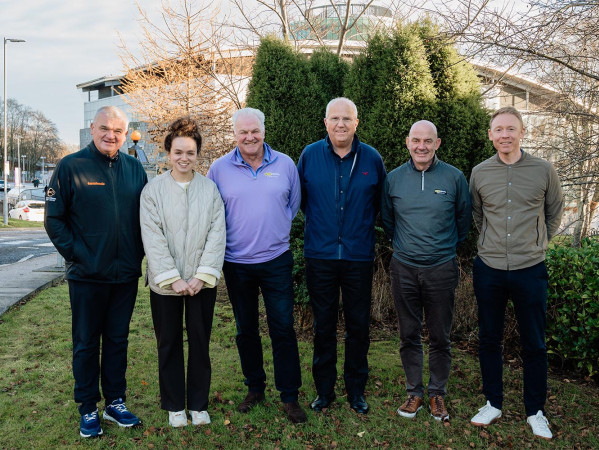 Partners involved in the scholarship pose outside RGU SPORT