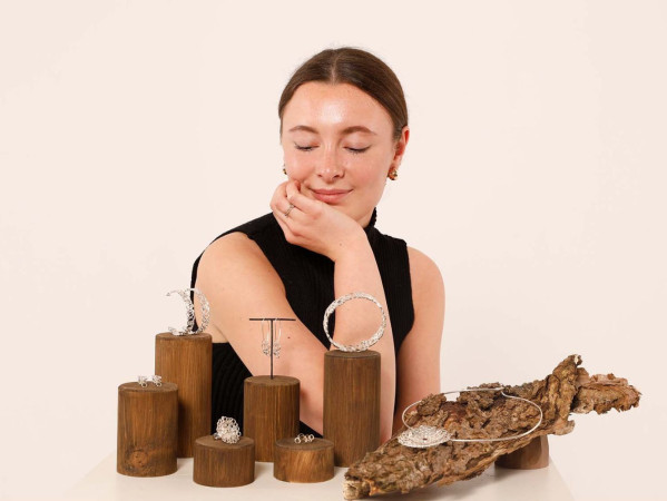 Three Dimensional Design student, Sali Goodwin with her jewellery collection.