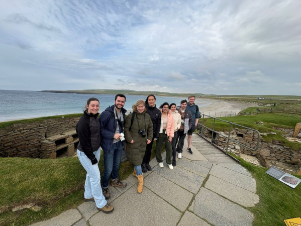 A group of students from the Scott Sutherland School of Arhitecture on a visit to Stromness in Orkney.