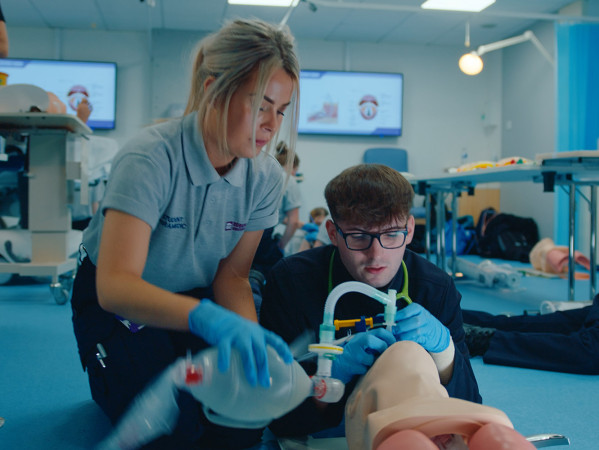 students in a health lab