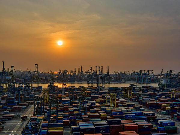 port at sunset